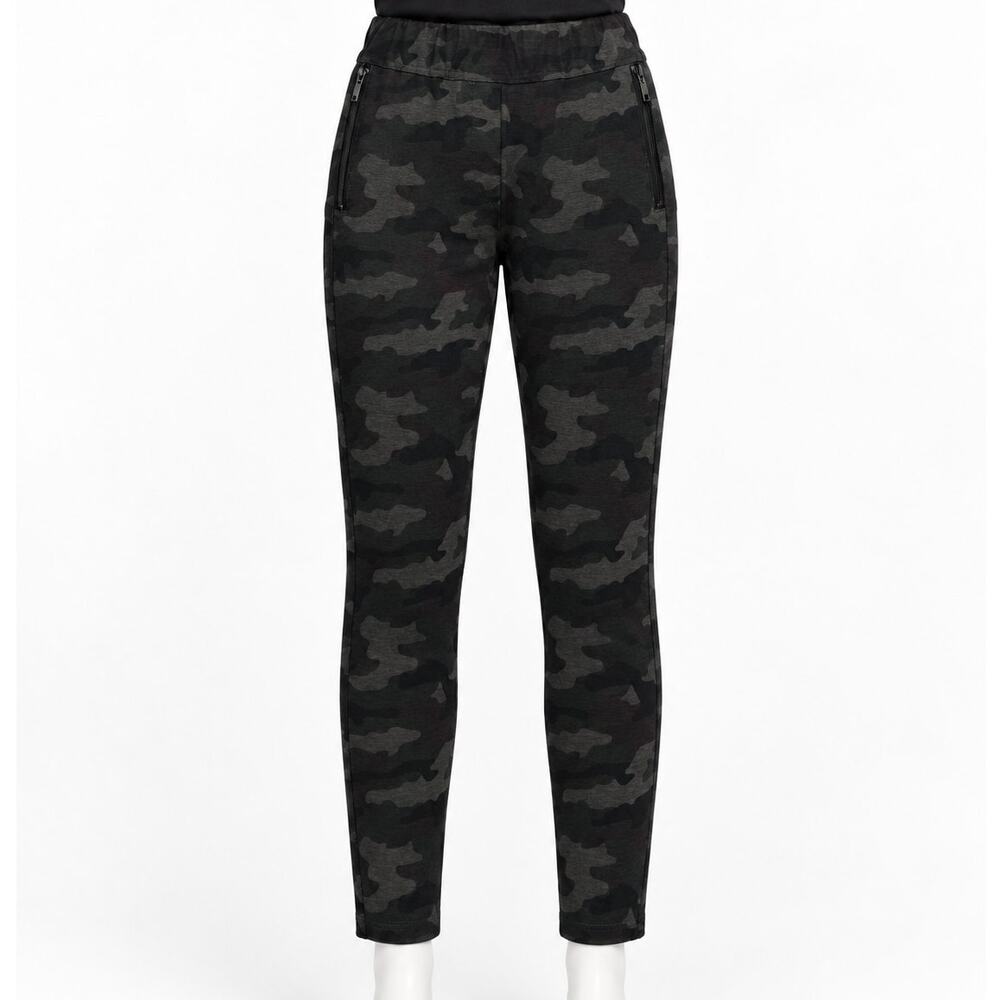 Anatomie Shamira Ponte Slim Fit Pull-On Pants Womens Sz S Camo Print Zip Pockets